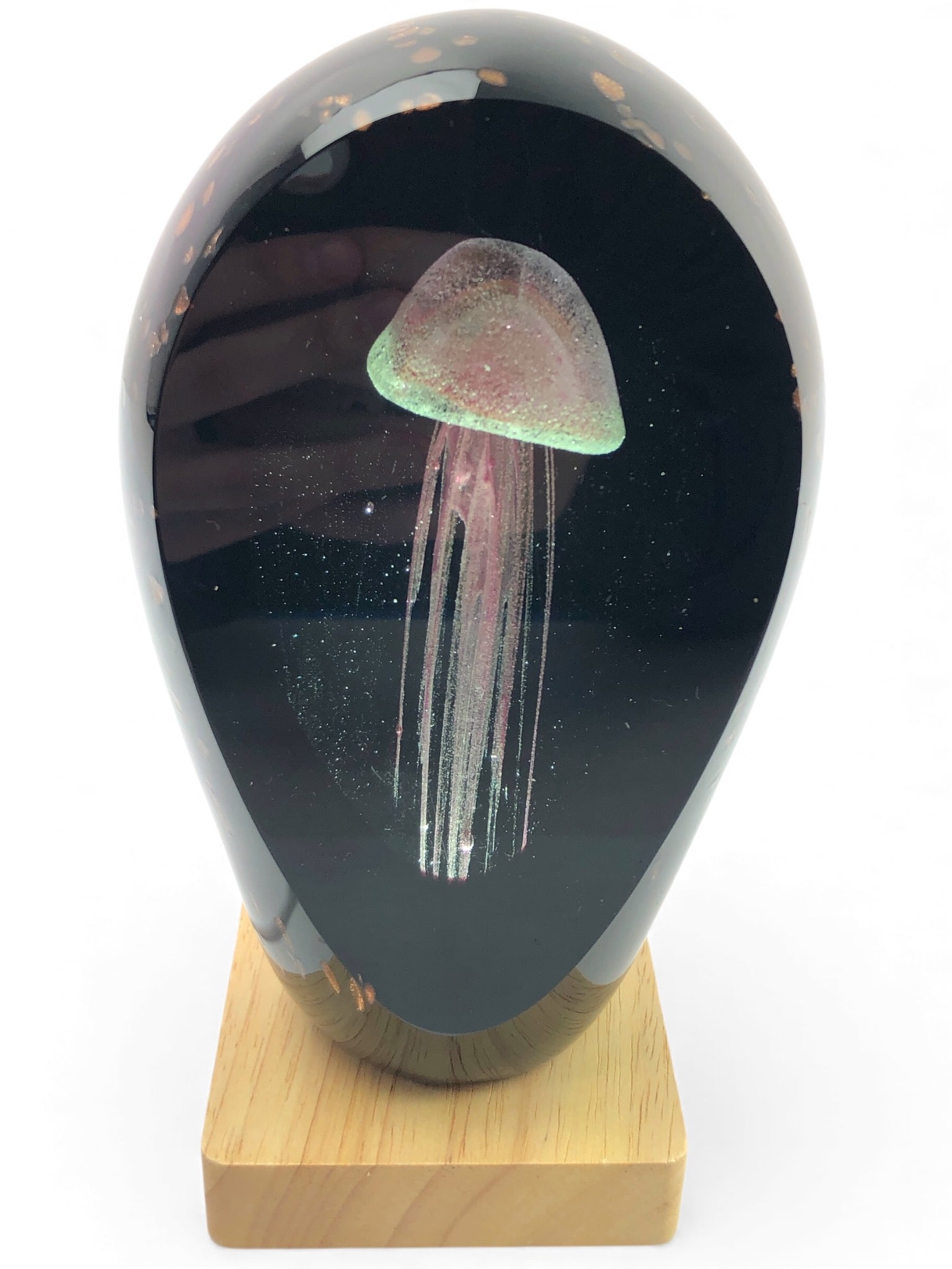 Black & Gold Art Glass Jellyfish Sculpture (1 of 10)