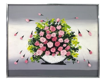 MCM Signed Kay Press 3D Impasto Floral Painting