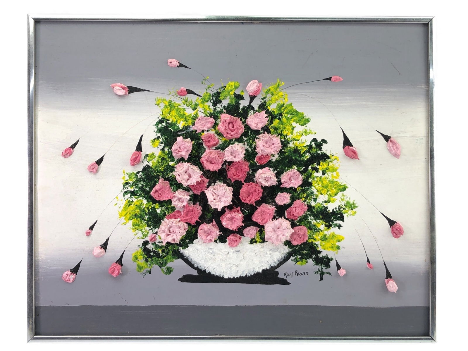 MCM Signed Kay Press 3D Impasto Floral Painting (1 of 7)