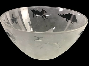 Arcoroc France Frosted Aztec Animals Bowl