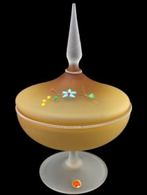 Mid-Century Italian Satin Glass Pedestal Compote