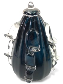 Signed Glass Sculpture With Clear Accents