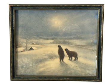 H.F. Mangold Bear Scene Print In 18×15 Frame