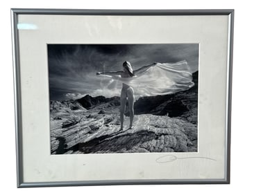 Framed Black & White Photograph In Desert