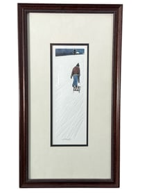 Stephen Sebastian Embossed Etching Night Sledding