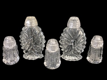 Crystal Salt & Pepper Shakers Set Of 5