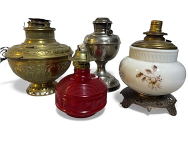 4 Vintage Oil Lamps