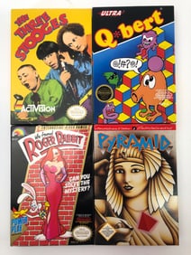 4 NES Games: Three Stooges, Q*bert, Pyramid & Roger Rabbit