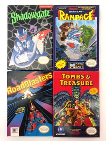 4 NES Games Shadowgate, Rampage, RoadBlasters & Tombs & Treasure