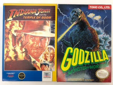 Indiana Jones & Godzilla NES Games W/ Manuals