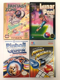 4 NES Games Marble Madness, Pinball Quest, Fantasy Zone & Lunar Pool