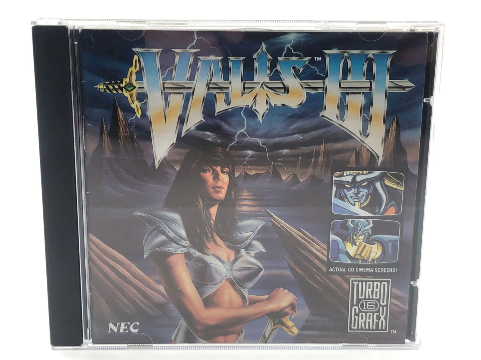 Valis III TurboGrafx CD By NEC: 1992 Valis III video game CD for TurboGrafx, developed by Telenet Japan Co., Ltd. Includes jewel case, manual, & original disc. Some light scratches noted on the CD surface. Published by NEC Technolog