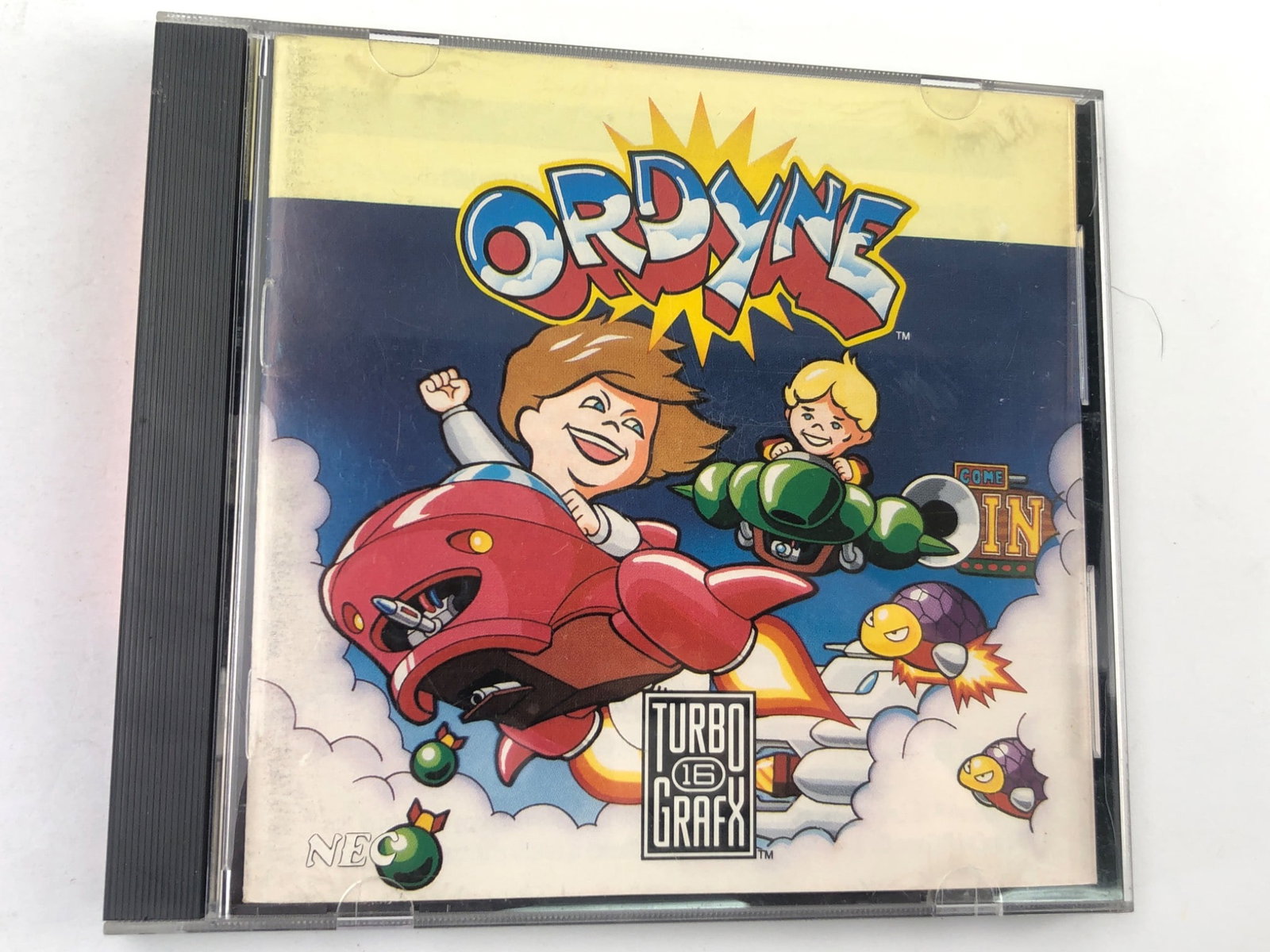 Ordyne TurboGrafx-16 HuCard & Case: Ordyne TurboGrafx-16 video game HuCard by Namco, released in 1988. Includes original HuCard, case, and instruction manual. Made in Japan. The case and manual exhibit minimal wear from age. Designed fo