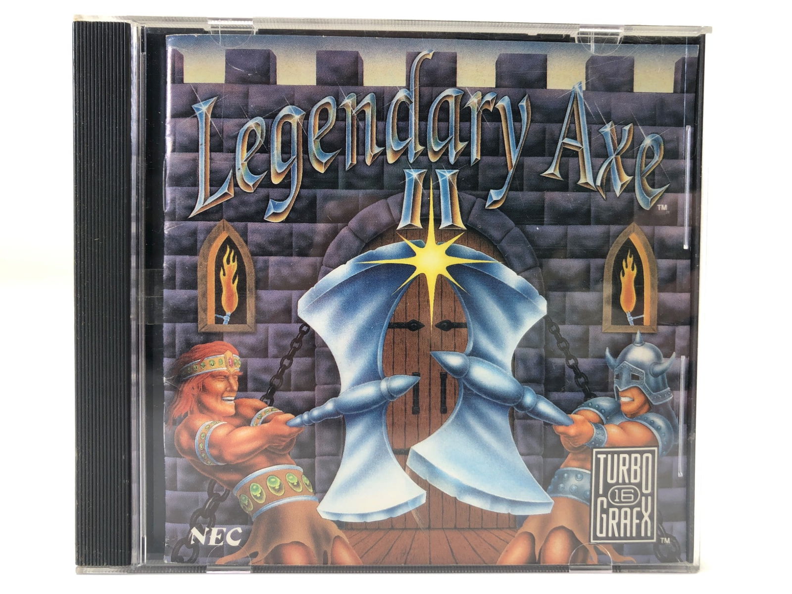 Legendary Axe II For TurboGrafx-16: Legendary Axe II game for the TurboGrafx-16 console. Includes the HuCARD, original case, and instruction manual. Released in 1990 by NEC & Victor Musical Industries. The components exhibit some wear b