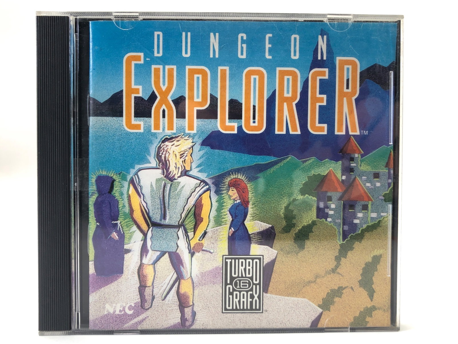 Dungeon Explorer TurboGrafx-16 Game: Dungeon Explorer for TurboGrafx-16, including original case, HuCard, and instruction booklet. Developed by Hudson Soft & Atlus in 1989. Case shows minor wear, but all components are intact. HuCard in 