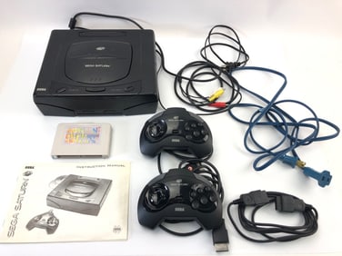 Sega Saturn Console With Controllers & Extras