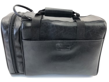 Black Leather Gaming Carrying Case 14 X 9.5 X 5