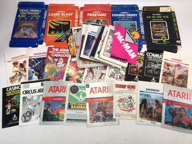 Atari Game Manuals & 5 Flat Game Boxes Lot