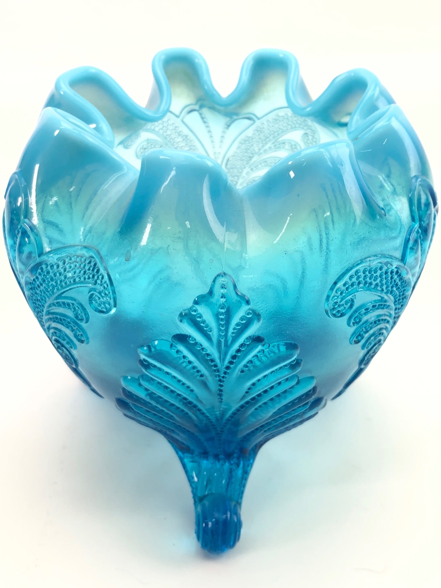Northwood/Dugan Blue Opalescent Glass Candy Dish (1 of 7)