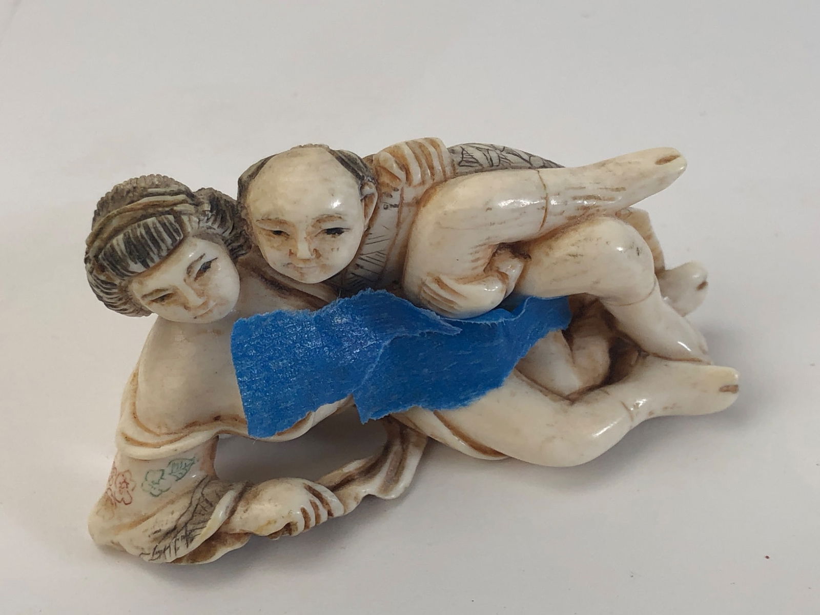 Japanese Carved and Stained Shunga Netsuke of an Eotic Couple (1 of 6)