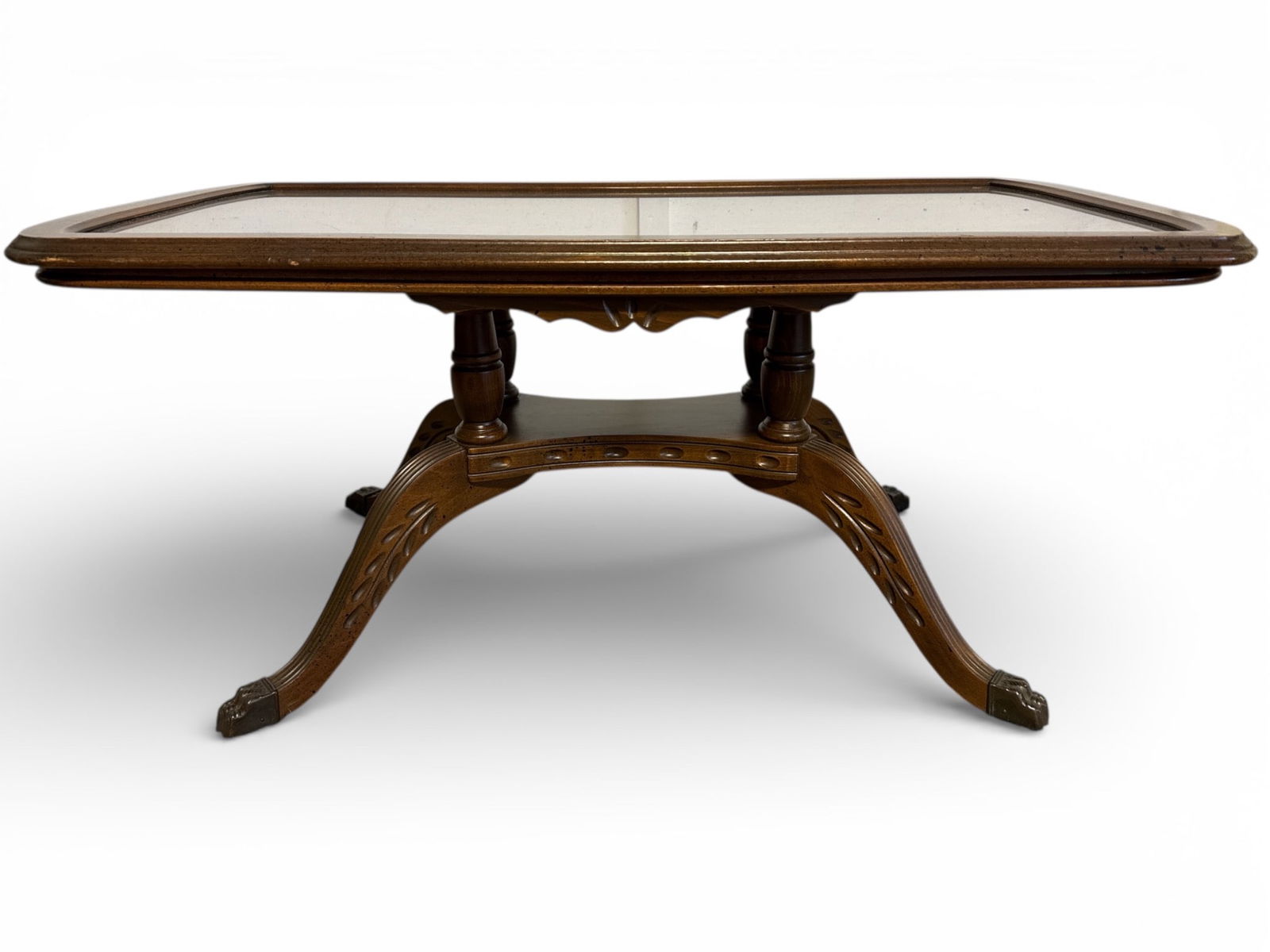 Mahogany Duncan Phyfe Coffee Table W/ Glass Top (1 of 8)