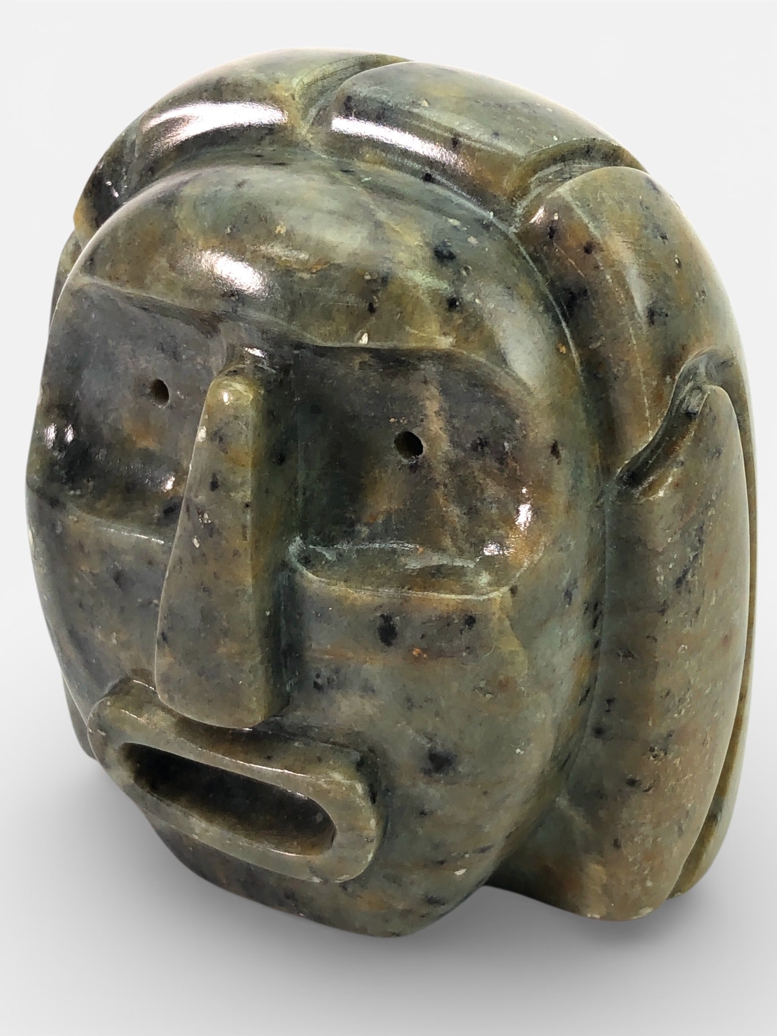 Inuit Carved Soapstone Face Signed (1 of 9)