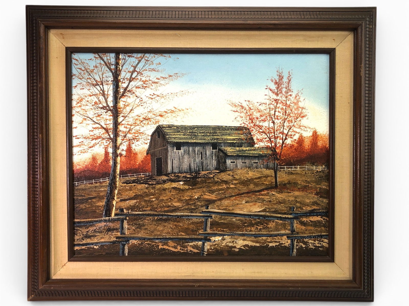 MCM Signed Original Oil Painting On Barn (1 of 6)