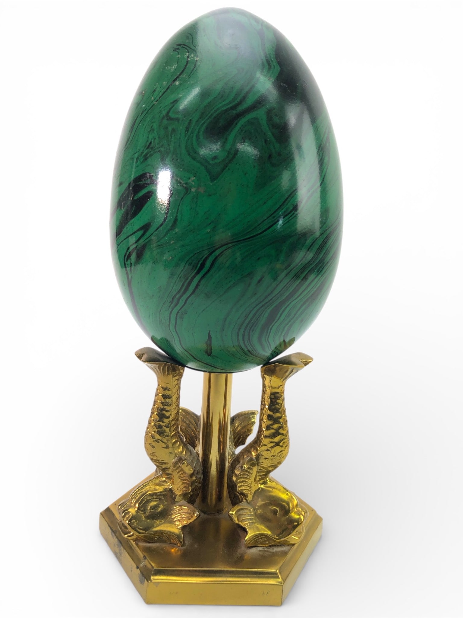 MCM Malachite Style Egg On Brass Base (1 of 7)
