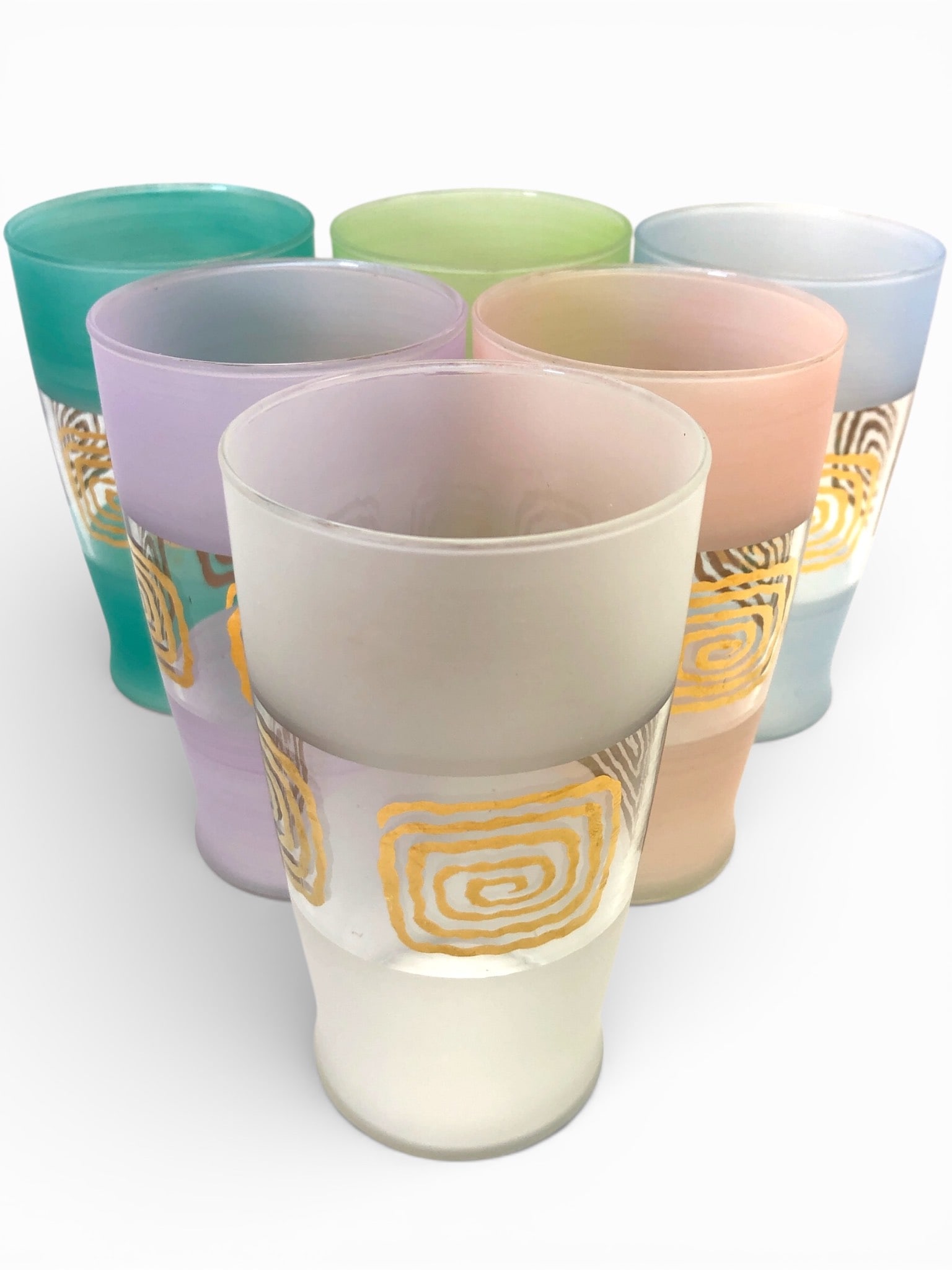 MCM Frosted Bar Glass Set With Gold Foil Design (1 of 6)