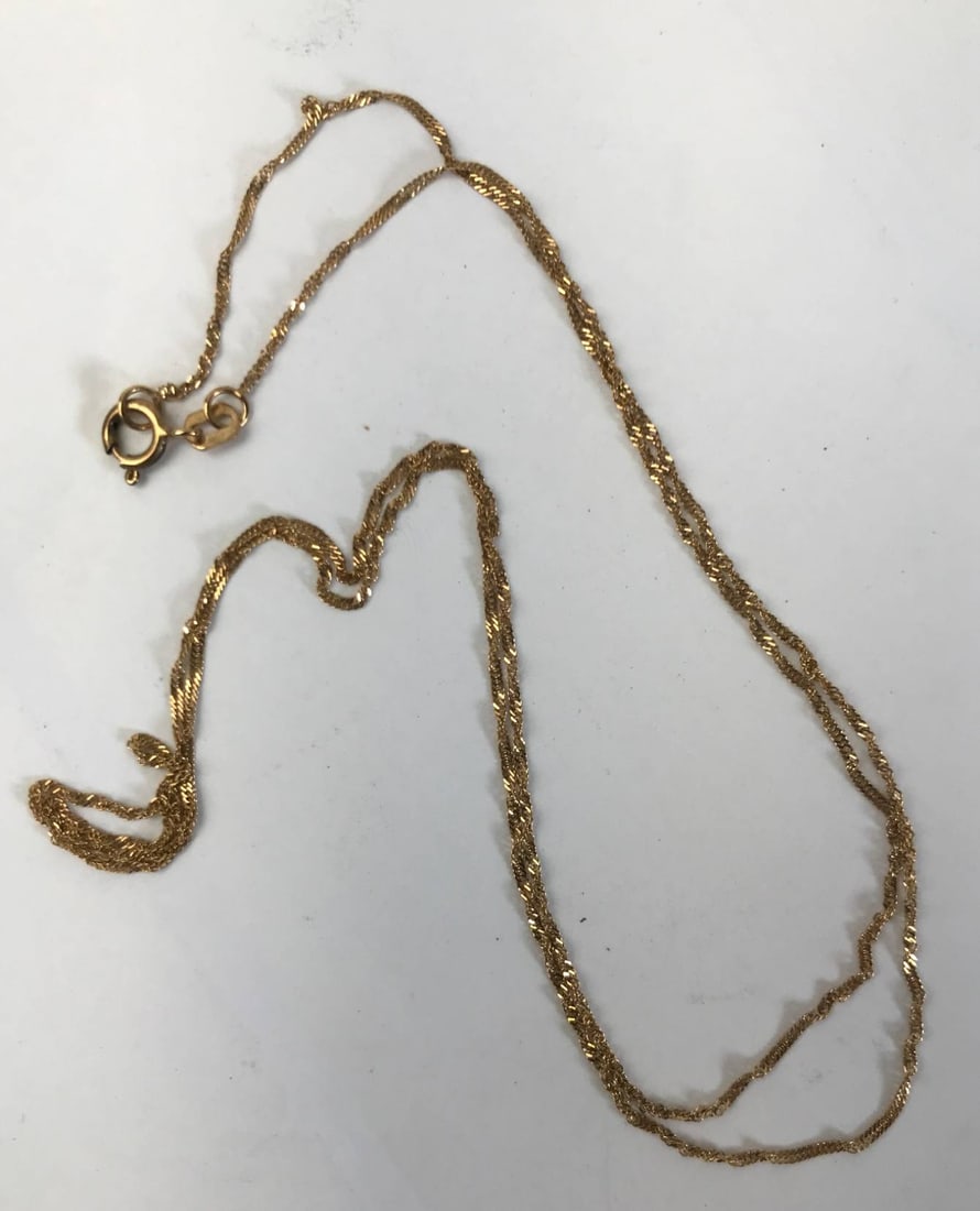 18K Gold Singapore Chain Necklace 1.2 Grams (1 of 6)
