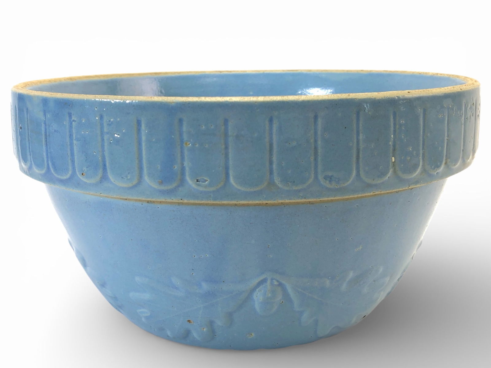 John G. Burley Pottery Co. Blue Stoneware Bowl (1 of 10)