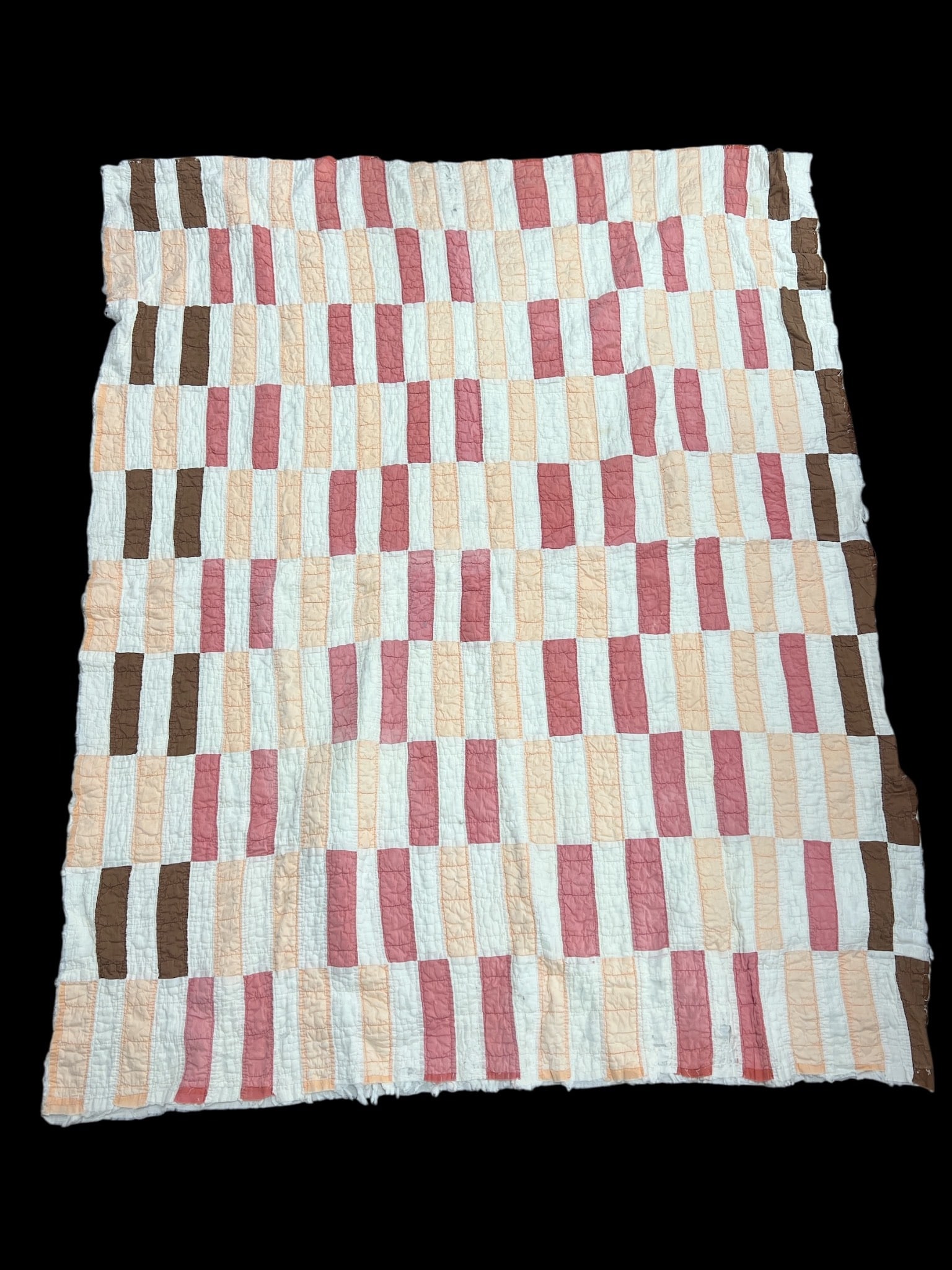 Vintage Hand-Stitched Cotton Quilt Brick Pattern (1 of 5)
