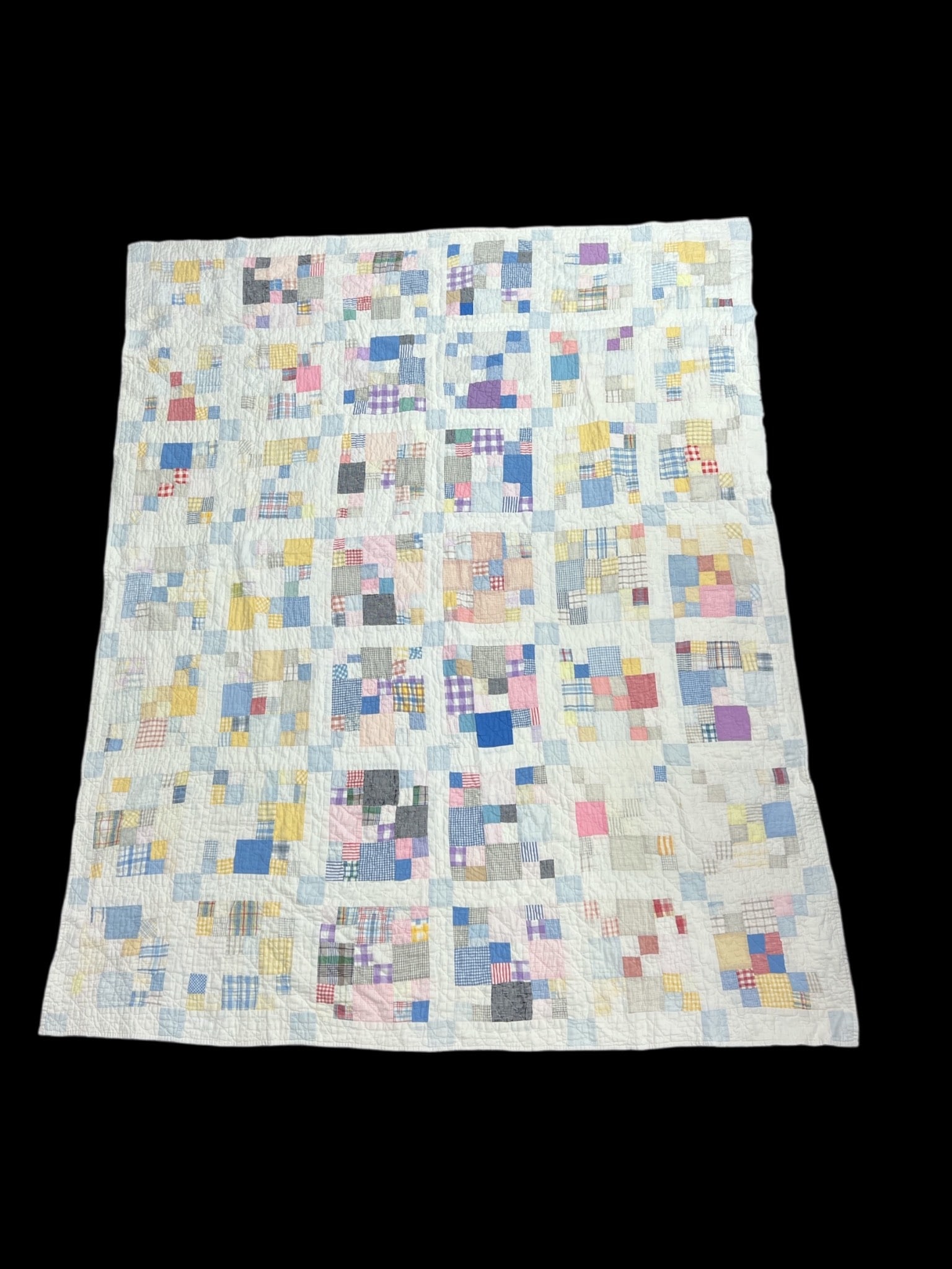 Vintage Scrappy Nine Patch Quilt 59 X 75 (1 of 6)
