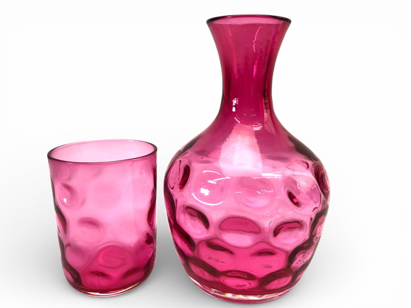 Vtg Fenton Coin Dot Cranberry Glass Tumble Up (1 of 10)