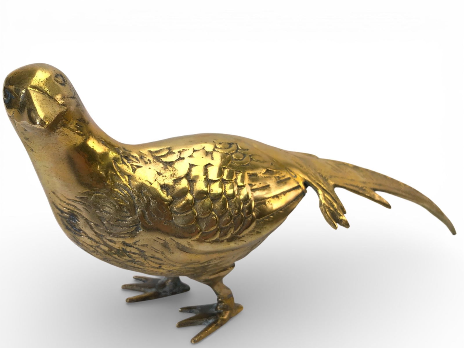 Vtg Brass Pheasant With Verdigris Patina (1 of 10)