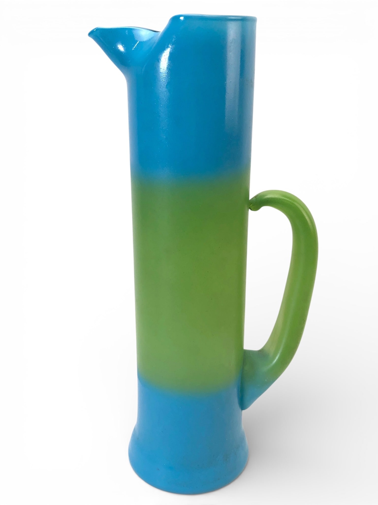 Vtg Blendo Glass Bermuda Twist Blue & Green Pitcher (1 of 7)