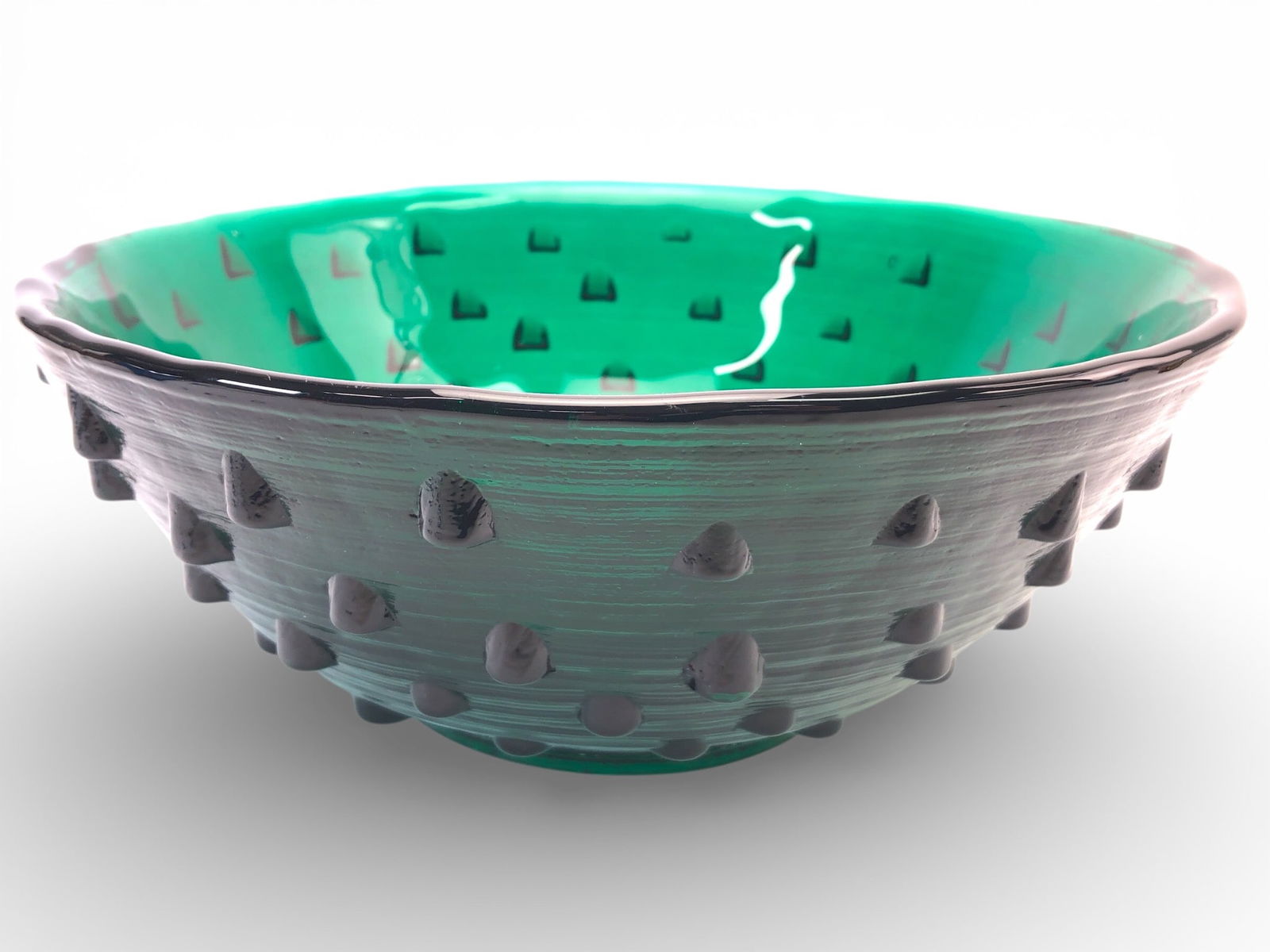 MCM Blenko Emerald Green Studded Glass Bowl (1 of 8)