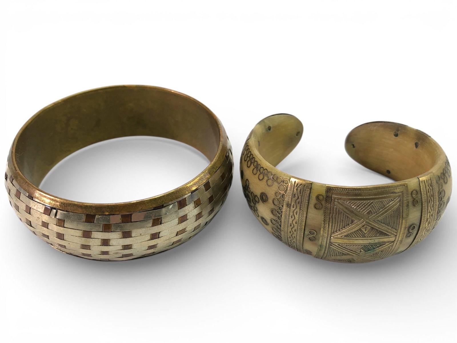 Brass & Bone Bangle Bracelets (1 of 9)