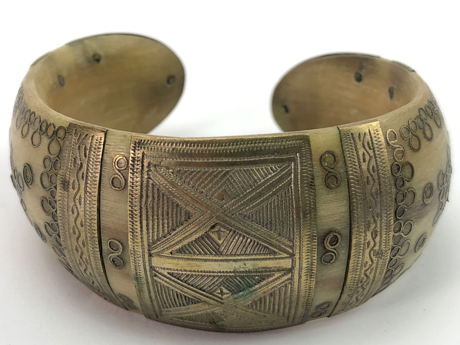 Brass & Bone Bangle Bracelets - 6