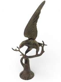 Brass Eagle On Tree 14 Tall