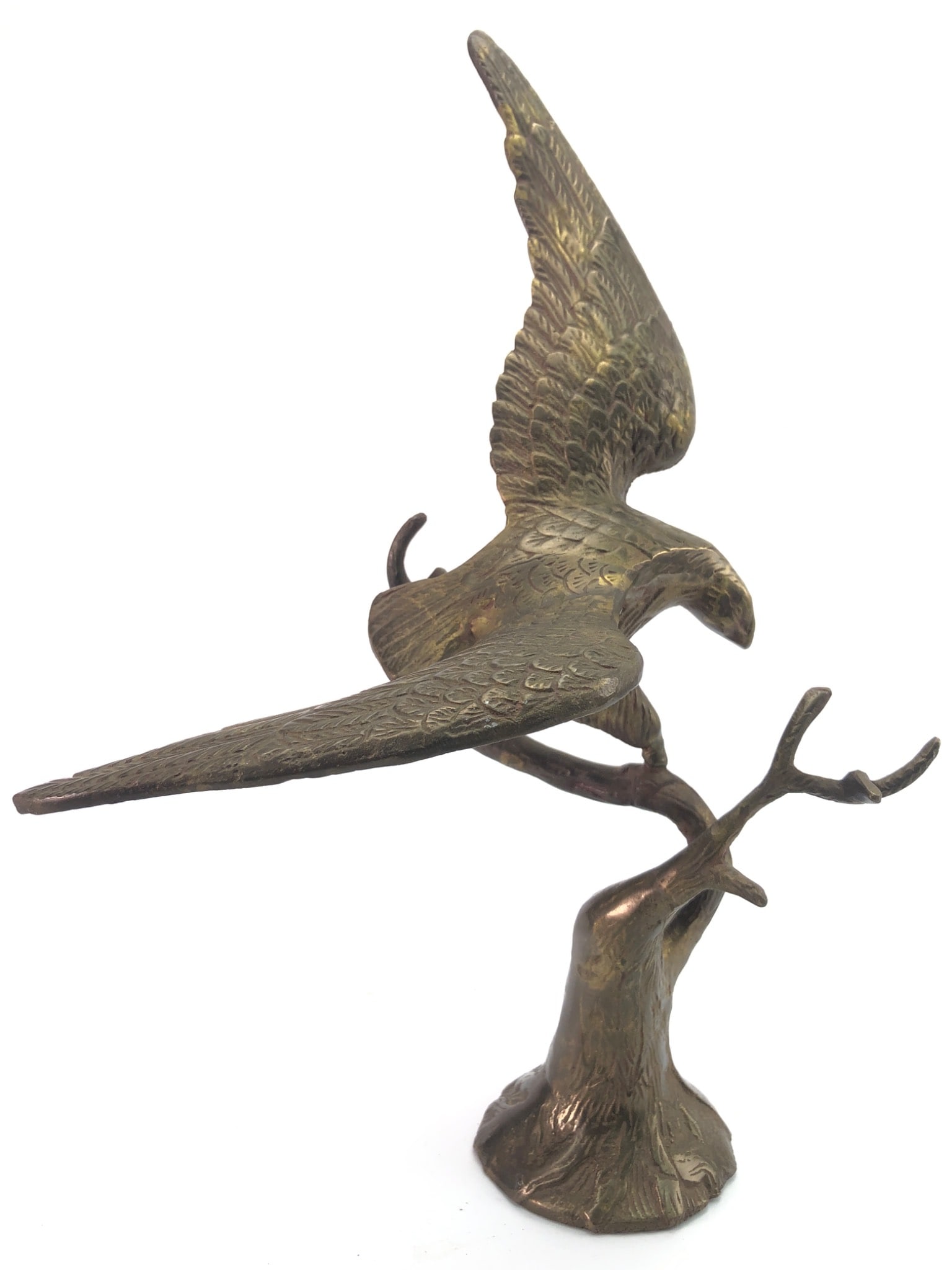 Brass Eagle On Tree 14 Tall - 3