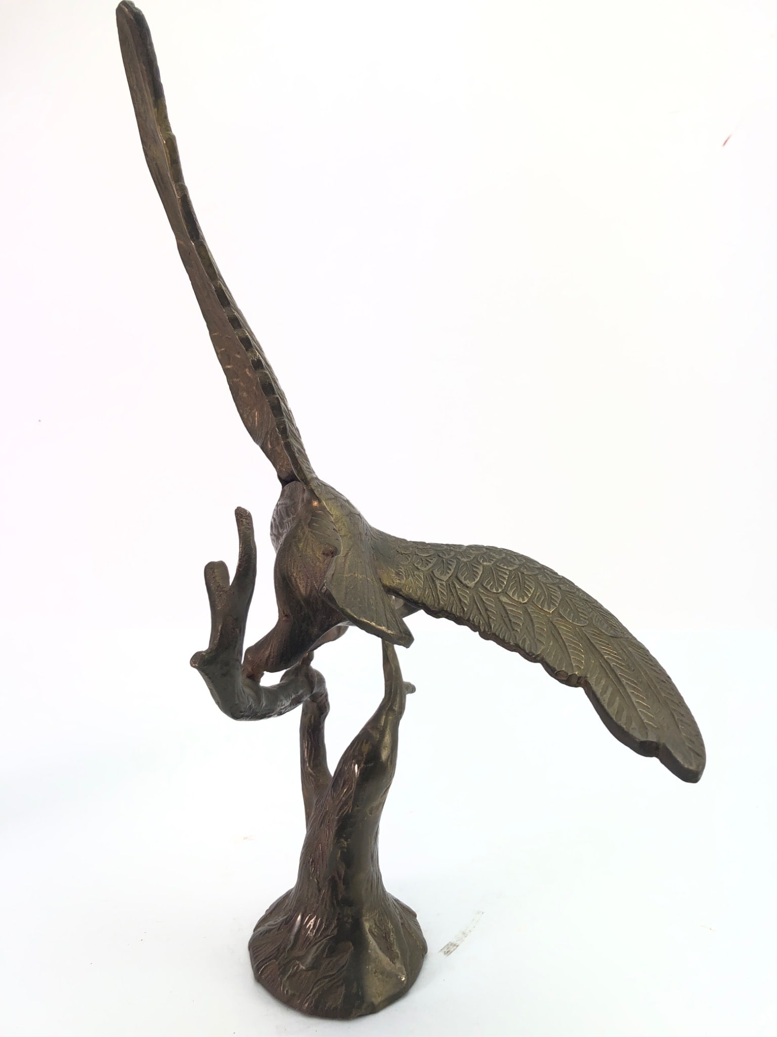 Brass Eagle On Tree 14 Tall - 4