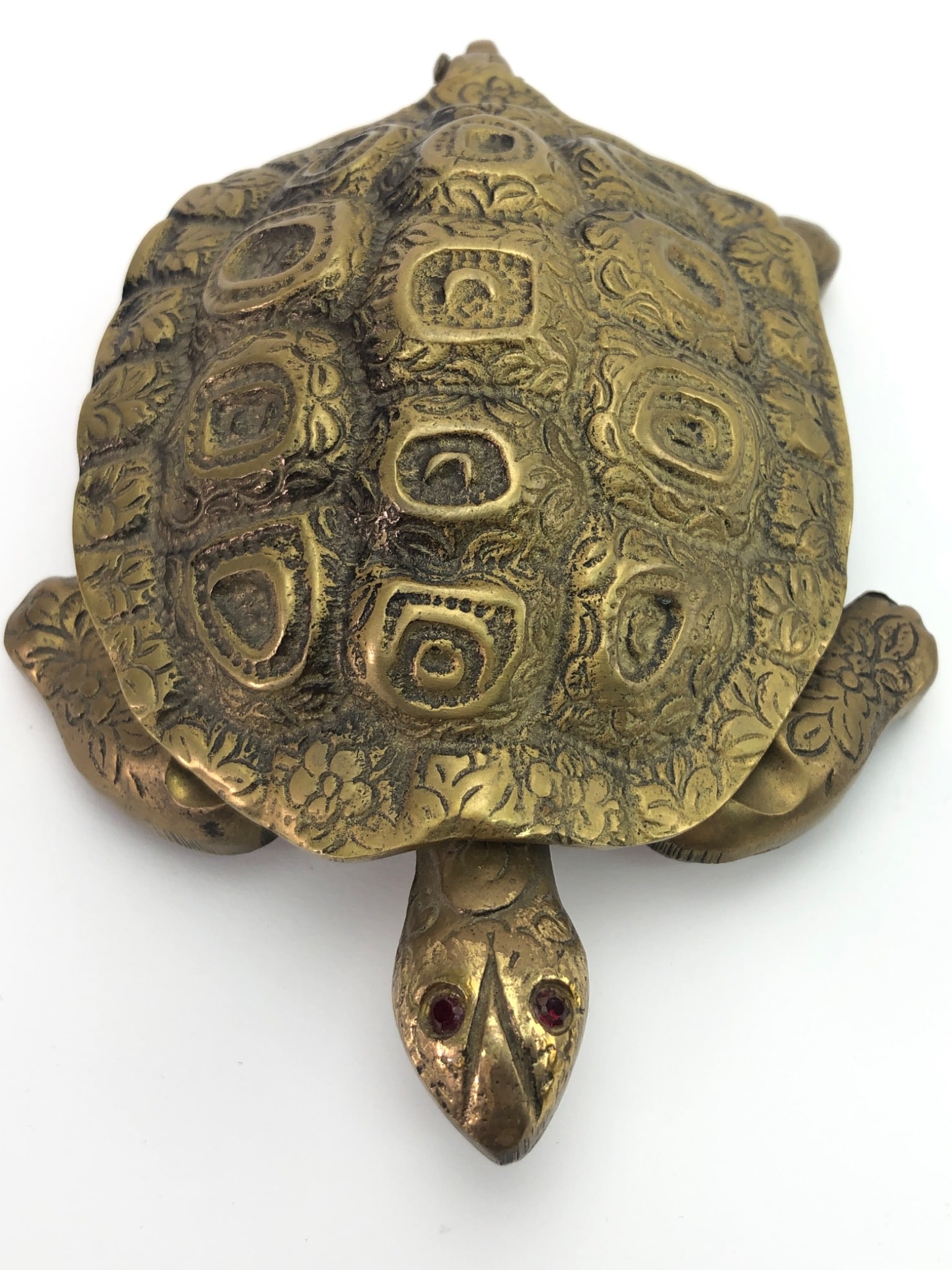 Brass Turtle Ashtray With Red Gem Eyes (1 of 10)