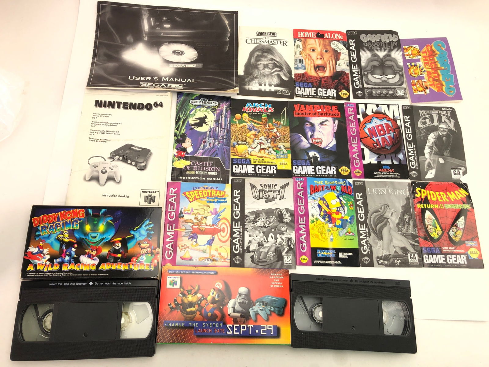 Nintendo 64 & Sega Game Gear Manuals & VHS Lot (1 of 6)