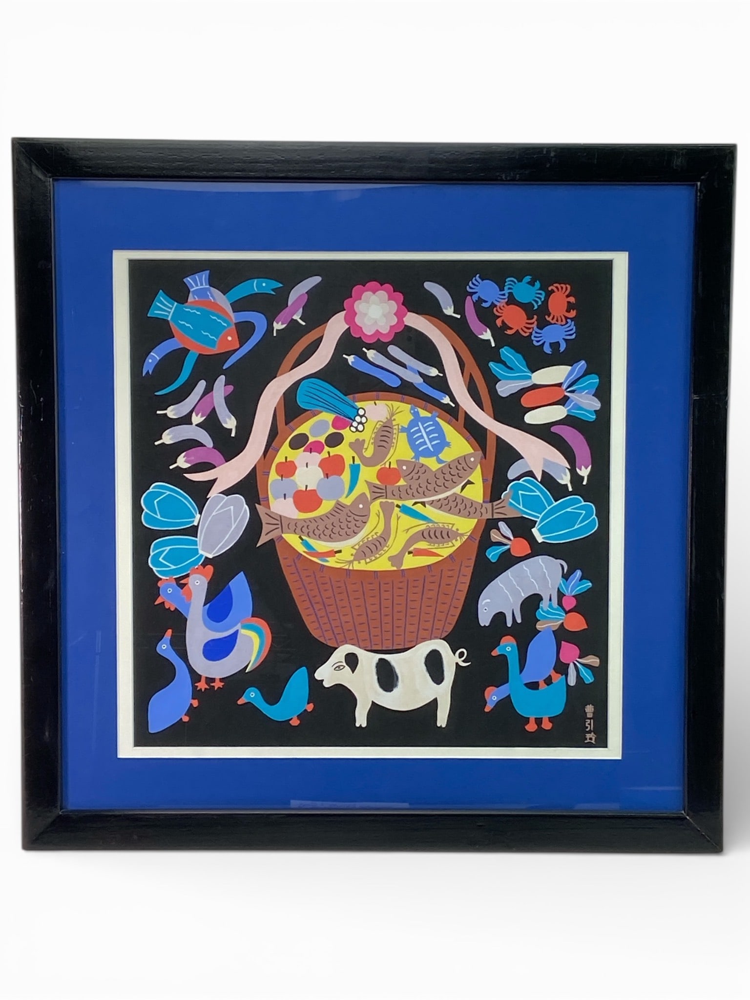 Signed Chinese Peasant Folk Gouache Painting (1 of 6)