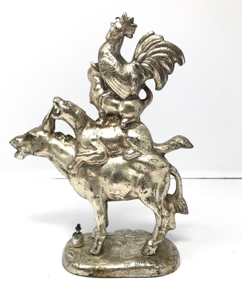 Metal Sculpture Of Rooster, Dog, Cat & Donkey (1 of 6)