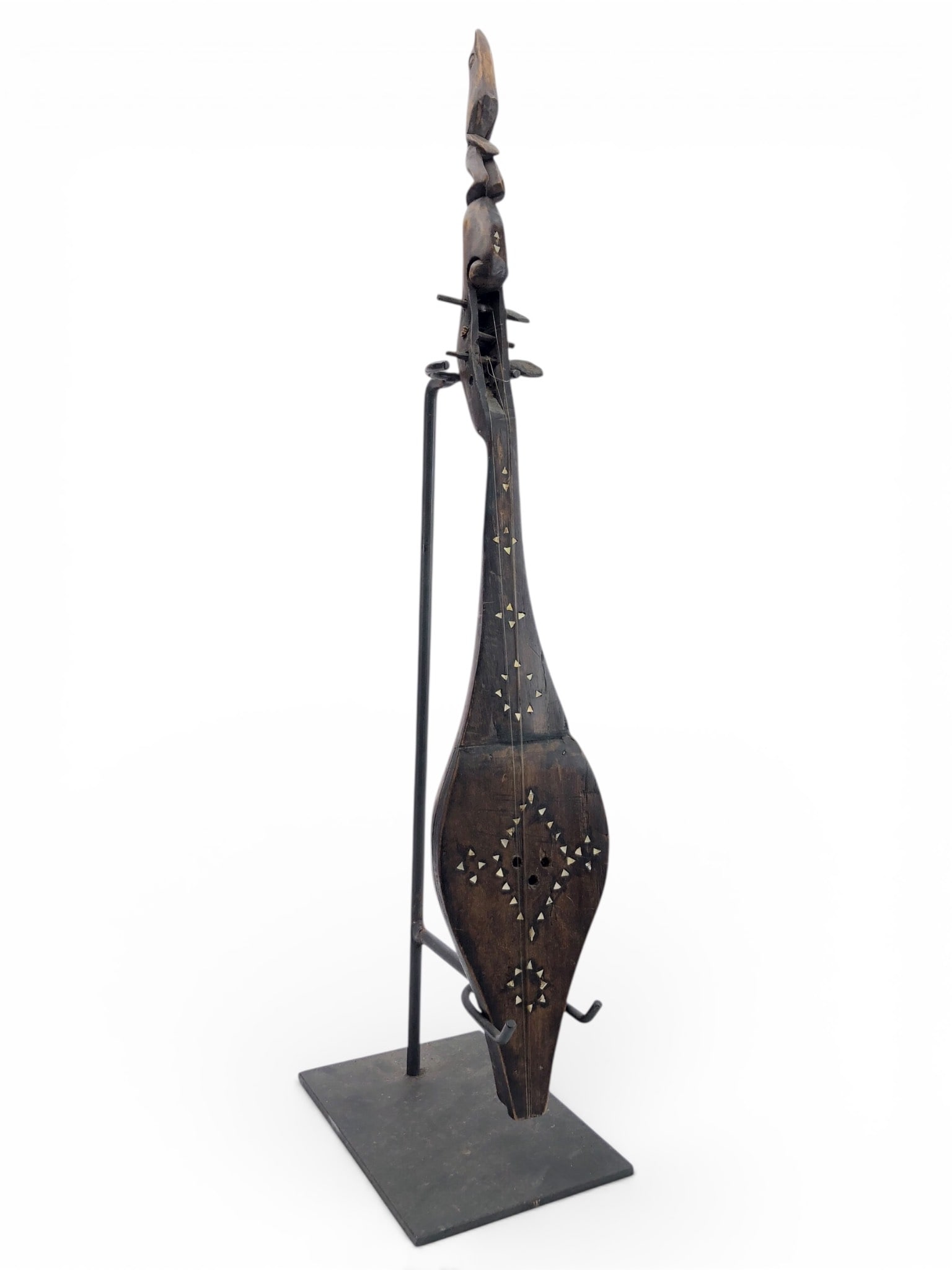 Tribal Hand Carved Wood Lute With Stand (1 of 11)