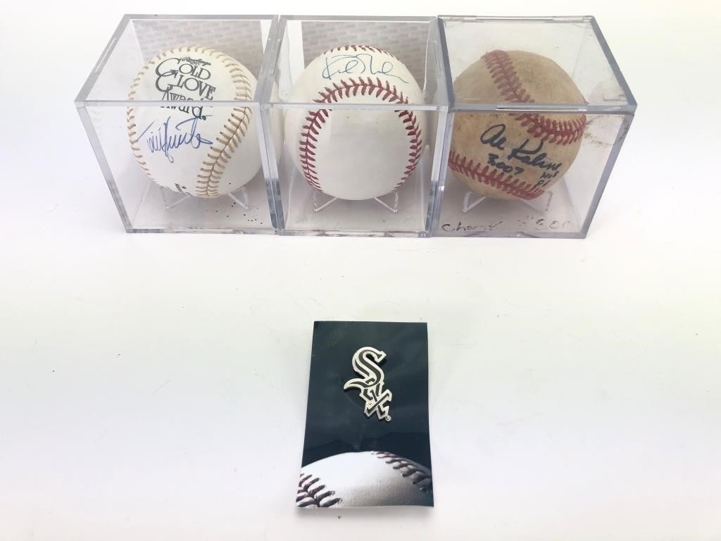 Autographed Baseballs & Chicago White Sox Pin (1 of 9)
