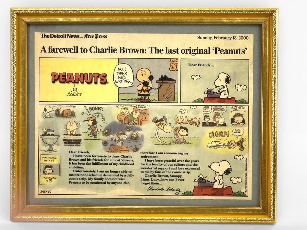 Framed Detroit News Peanuts Farewell Comic (1 of 4)