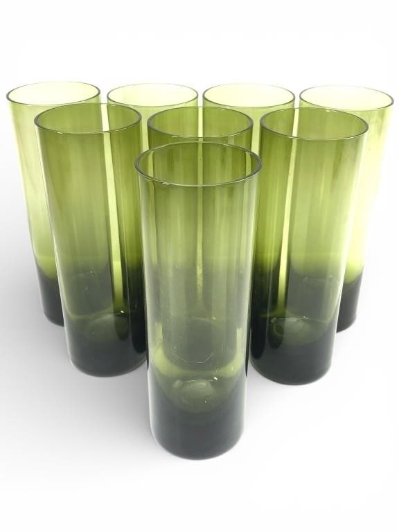 MCM Olive Green Tom Collins Glasses Set Of 8 (1 of 5)